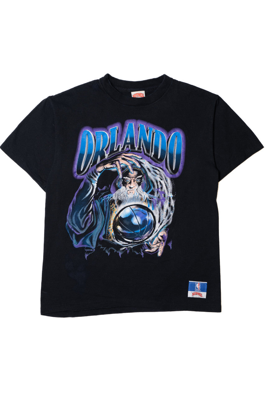 Vintage Orlando Magic NBA Basketball Sorcerer Front/Back Print T-Shirt (1990s)