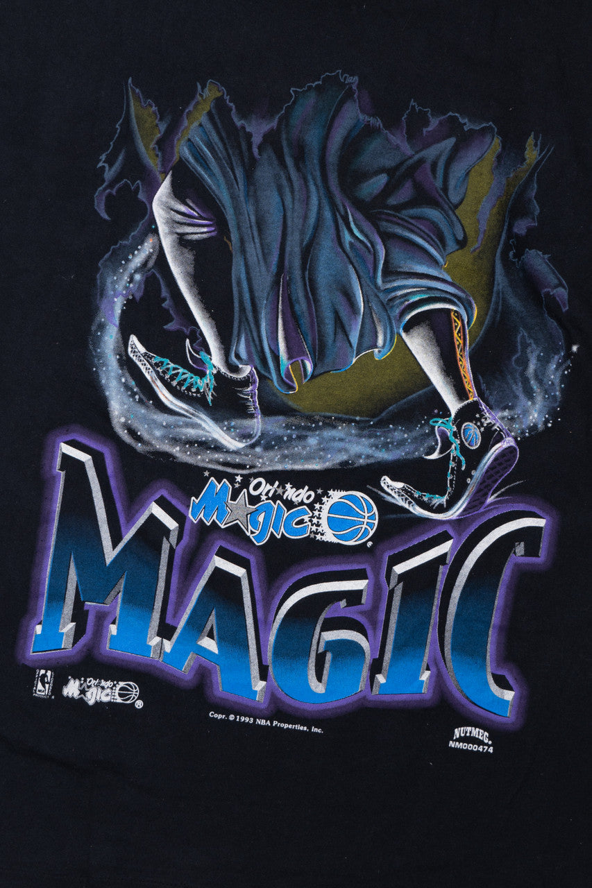 Vintage Orlando Magic NBA Basketball Sorcerer Front/Back Print T-Shirt (1990s)
