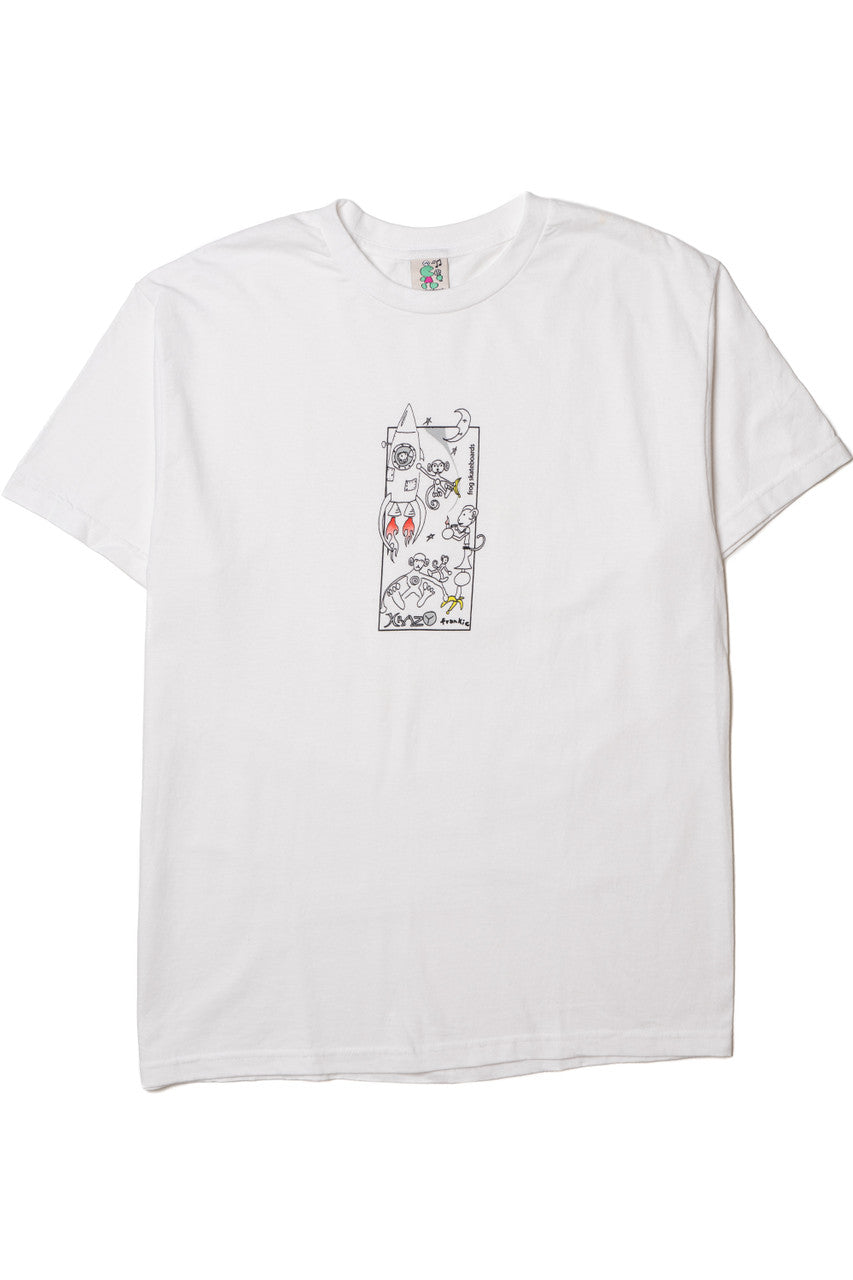 Krazy Frankie Space Monkey Frog Skateboards T-Shirt