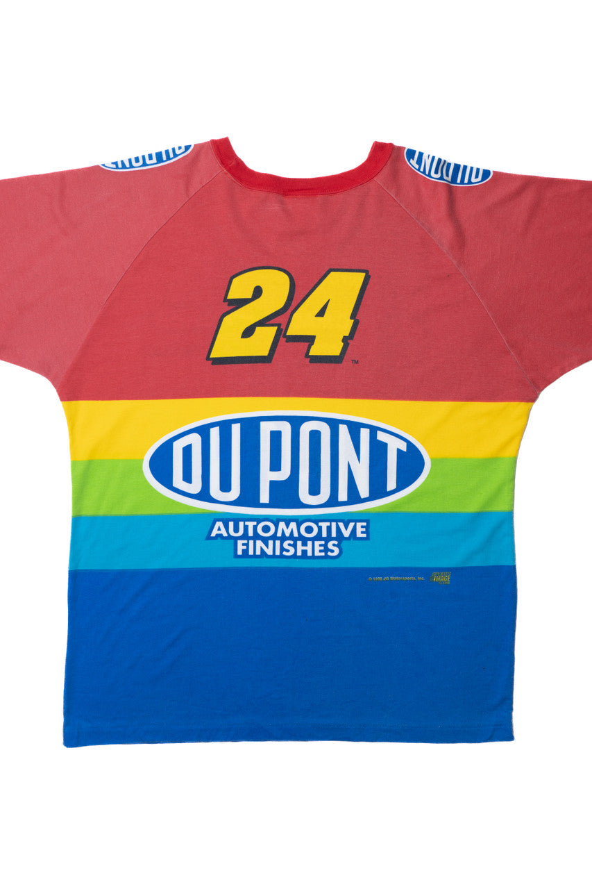 Vintage Jeff Gordon NASCAR Dupont #24 Striped Rainbow T-Shirt