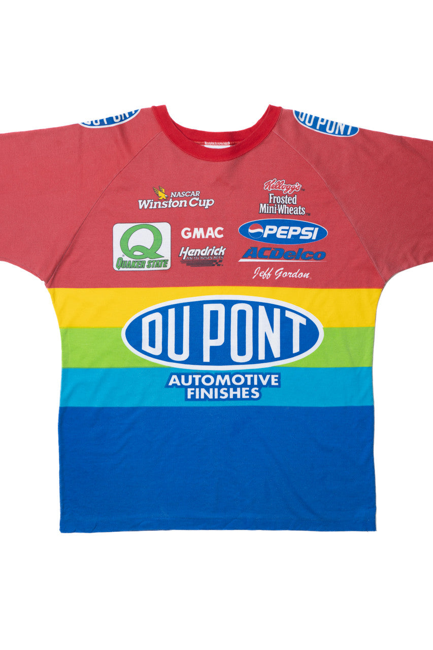 Vintage Jeff Gordon NASCAR Dupont #24 Striped Rainbow T-Shirt (1990s)