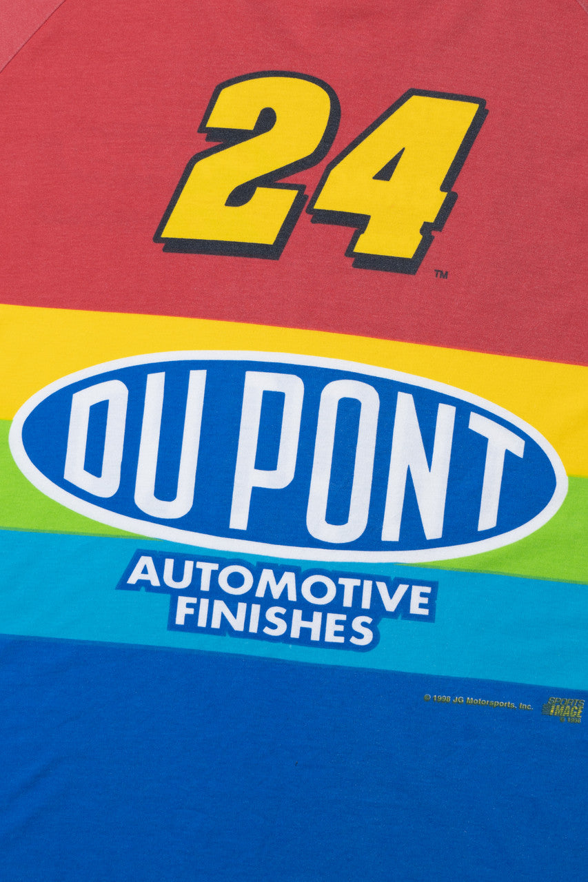 Vintage Jeff Gordon NASCAR Dupont #24 Striped Rainbow T-Shirt (1990s)