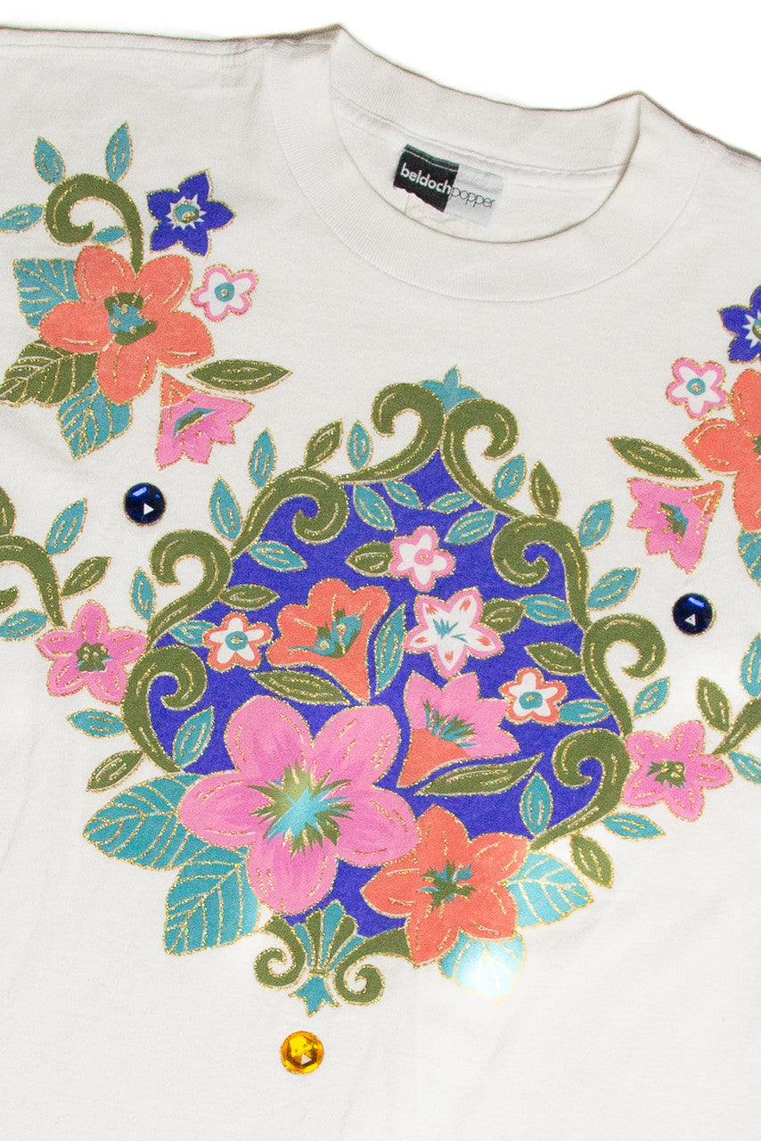 Vintage Rhinestone Floral T-Shirt