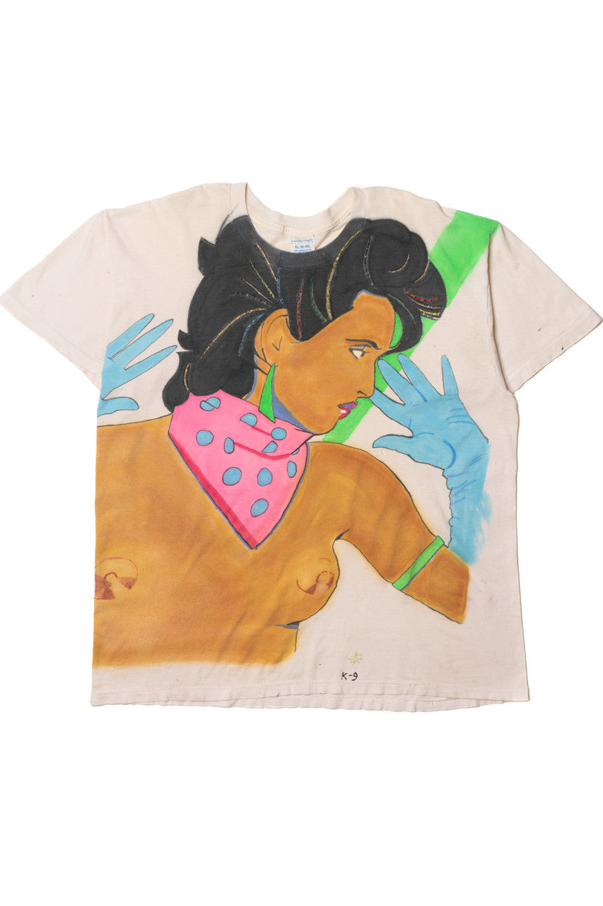 Vintage Hand Drawn & Air Brushed Portrait T-Shirt