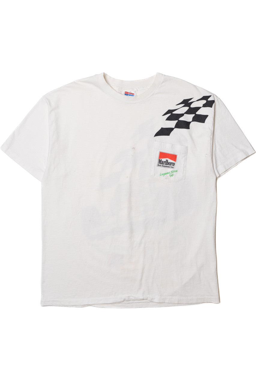 Vintage 1994 Distressed Marlboro Racing Team Pocket T-Shirt