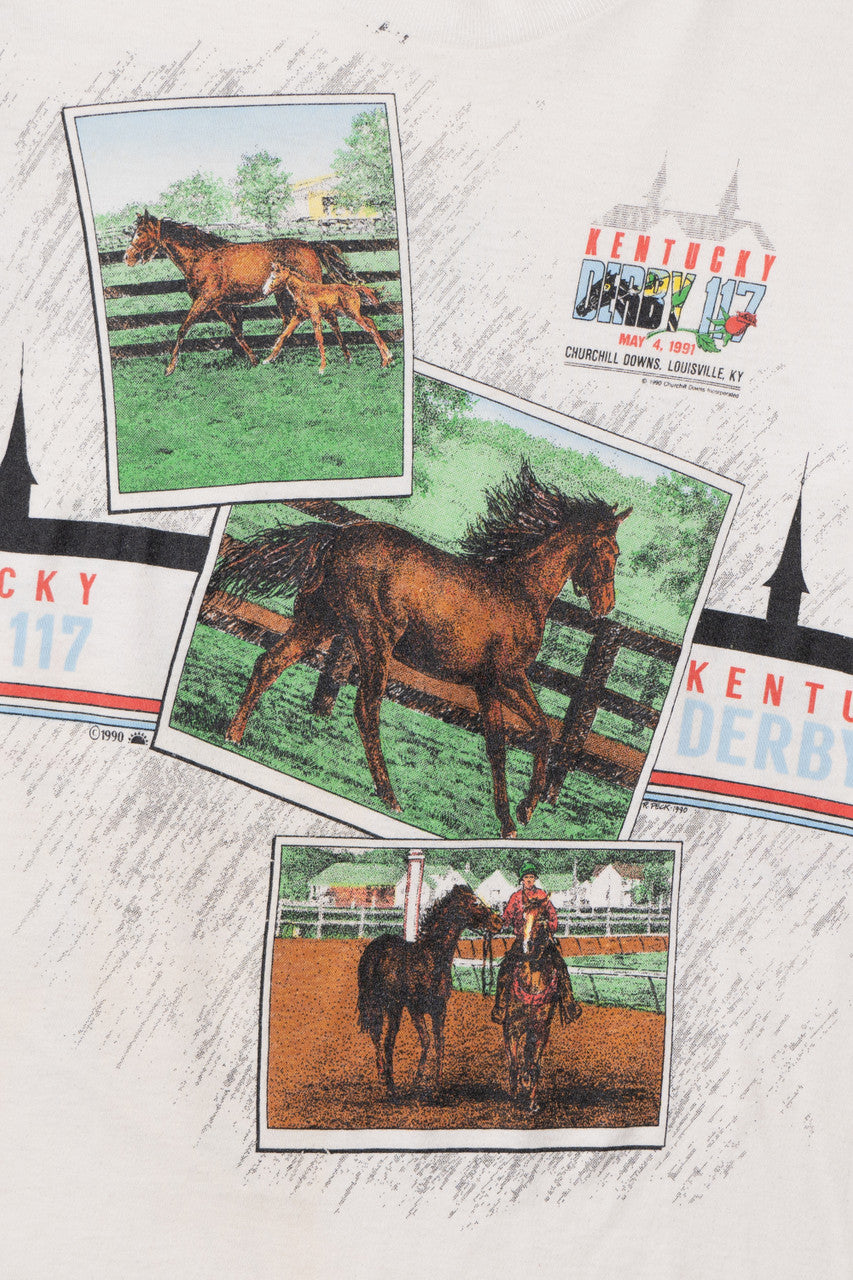 Vintage 1990 Kentucky Derby Front/Back Print T-Shirt