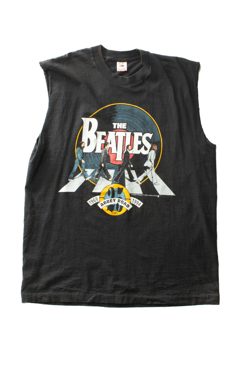 Vintage Beatles Abbey Road 25 Years Cutoff Sleeve T-Shirt (1994)