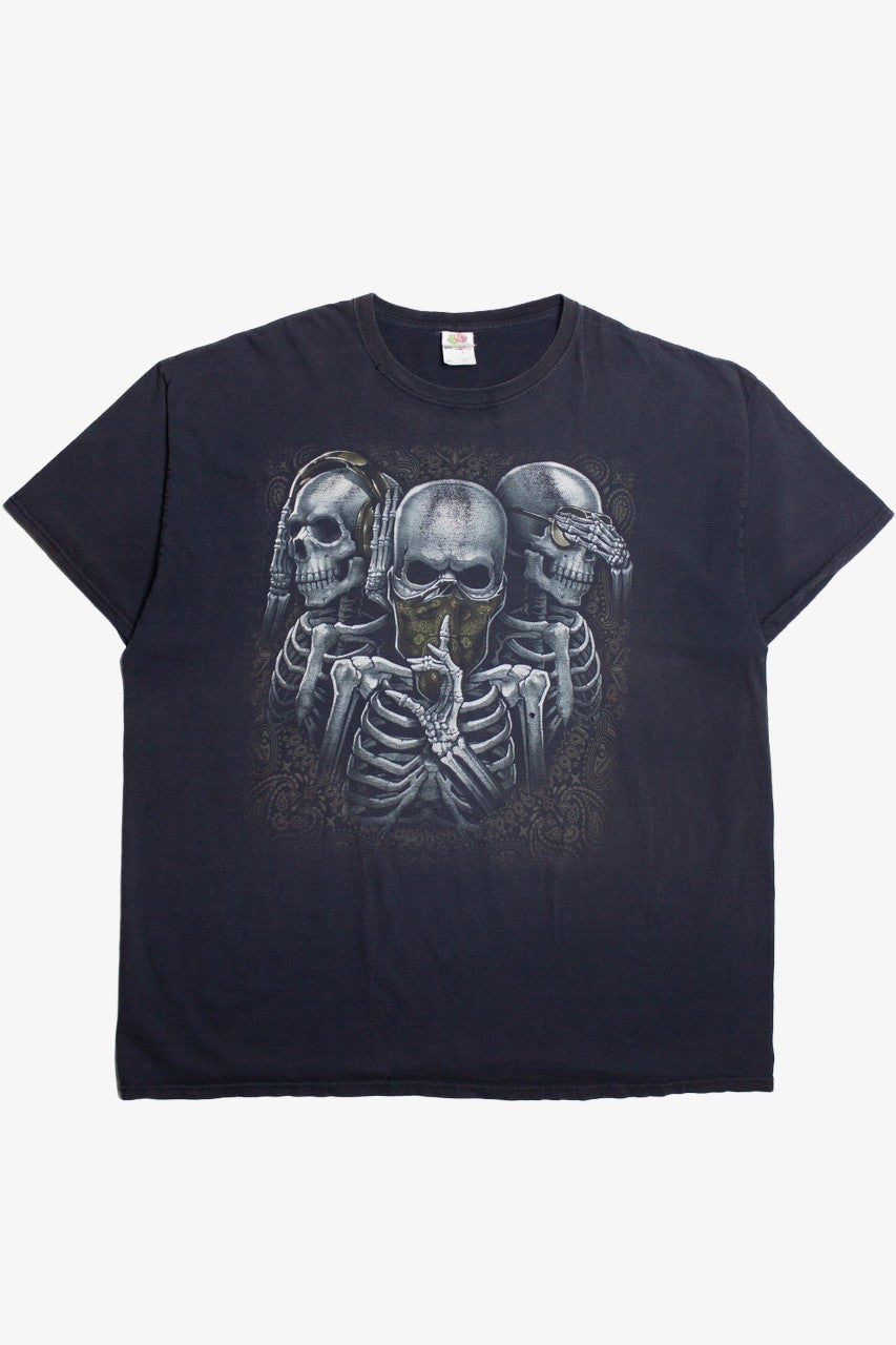 Vintage Skeleton Hear No Evil Speak No Evil See No Evil T-Shirt