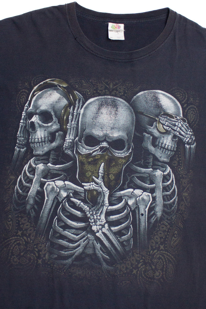 Vintage Skeleton Hear No Evil Speak No Evil See No Evil T-Shirt