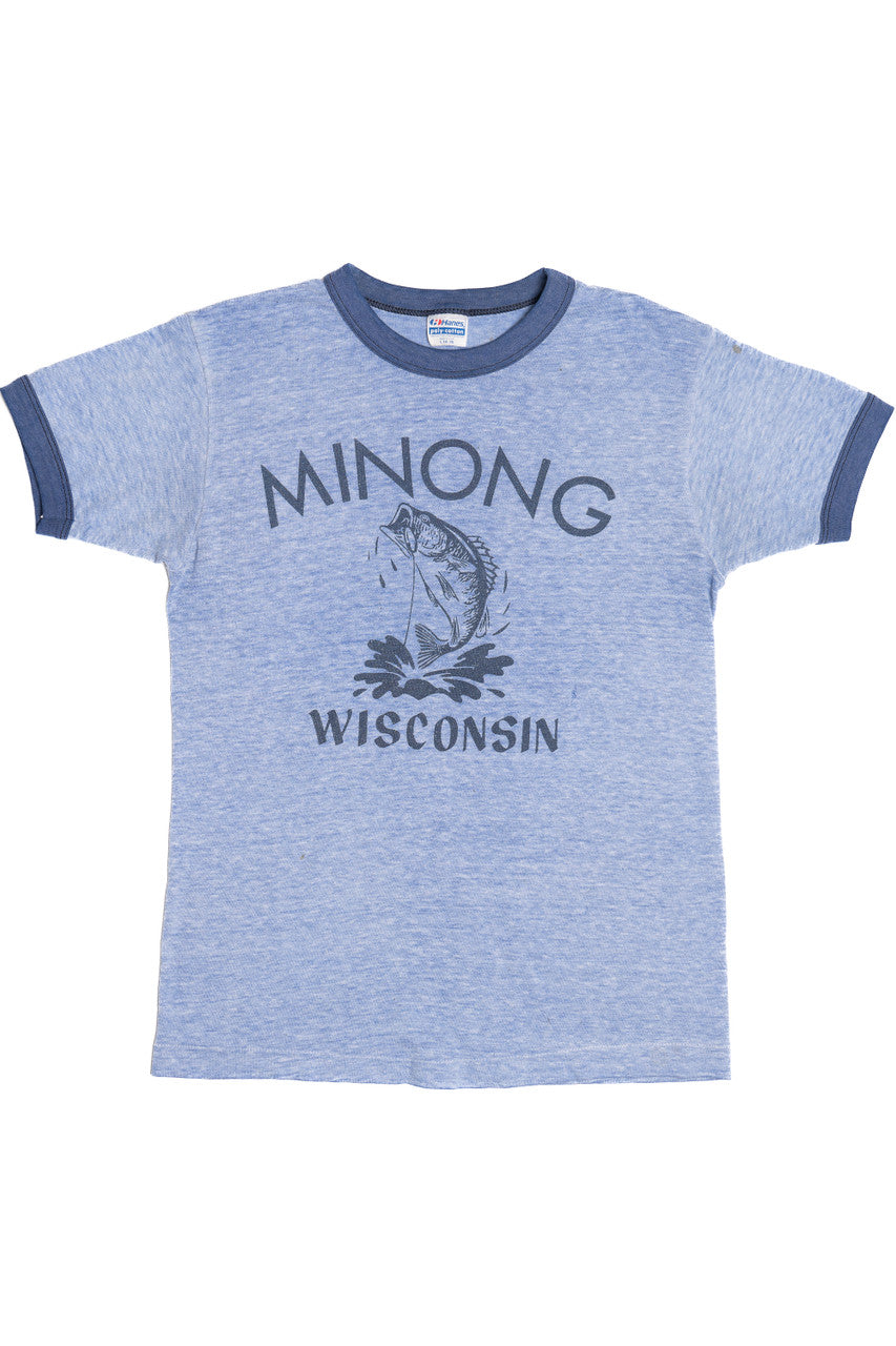 Vintage "Minong Wisconsin" Fish Ringer T-Shirt