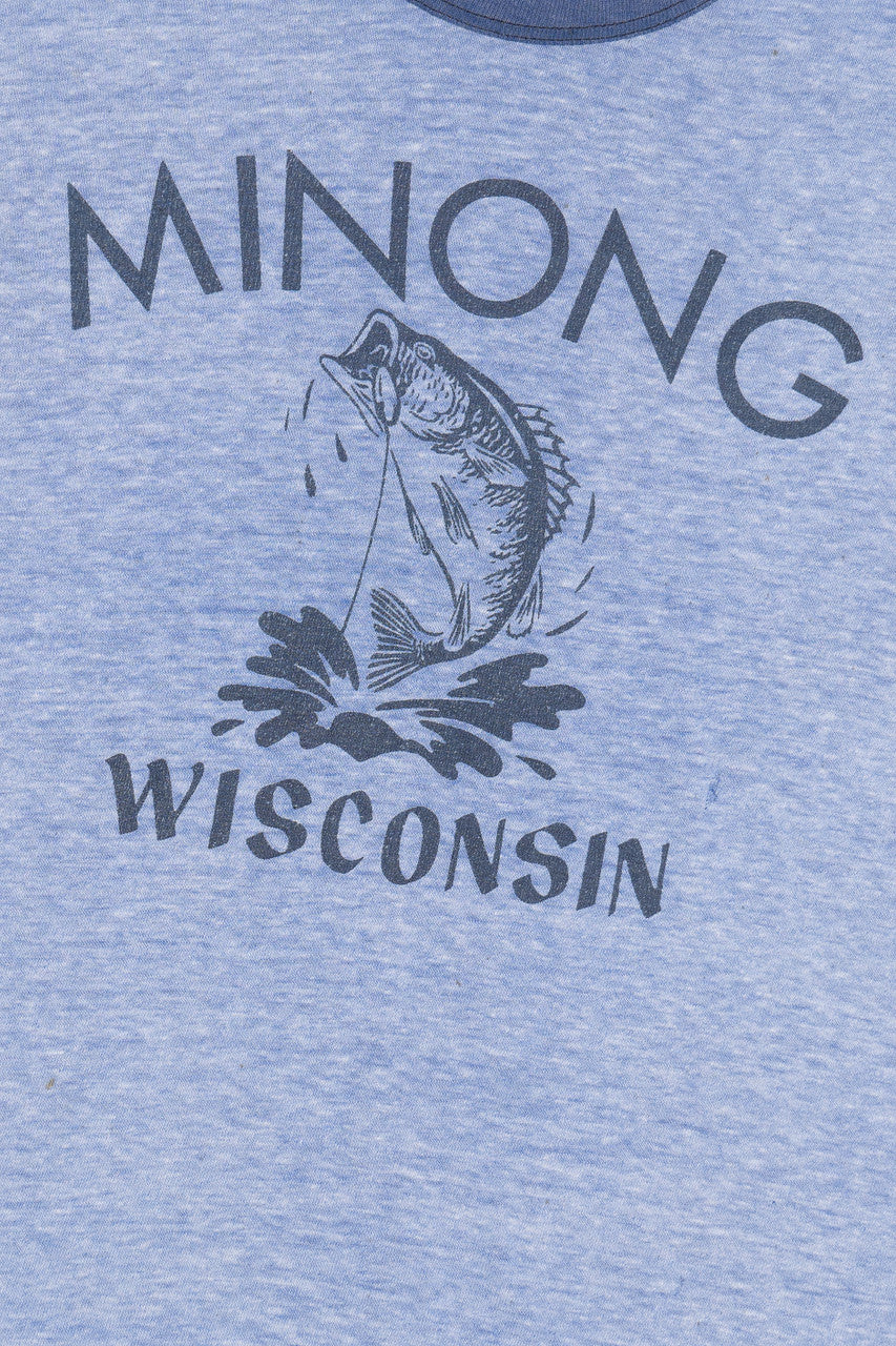 Vintage "Minong Wisconsin" Fish Ringer T-Shirt
