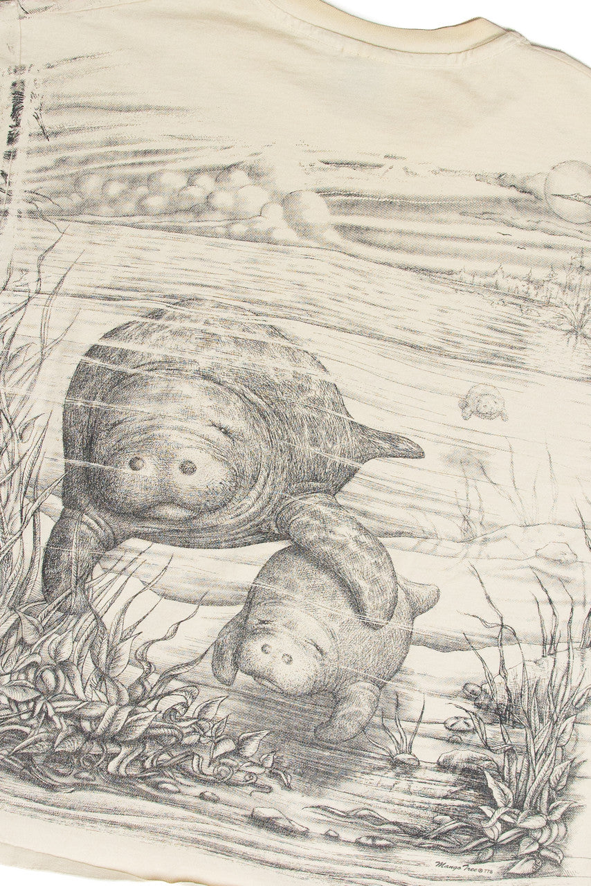Vintage Manatees All Over Print T-Shirt