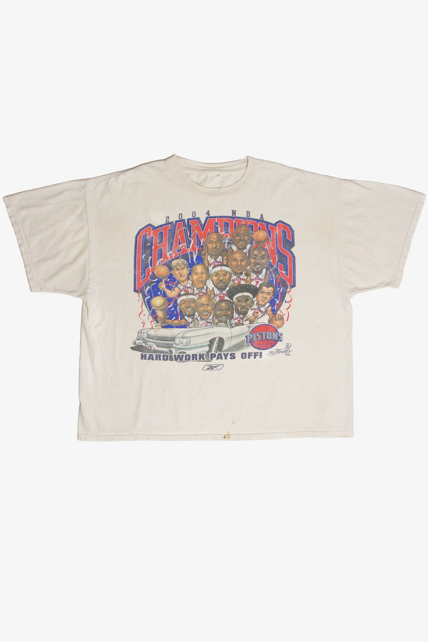 Vintage Detroit Pistons 2004 NBA Champions Caricatures T-Shirt