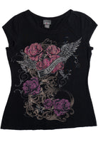 Rhinestone Love & Love Cap Sleeve T-Shirt
