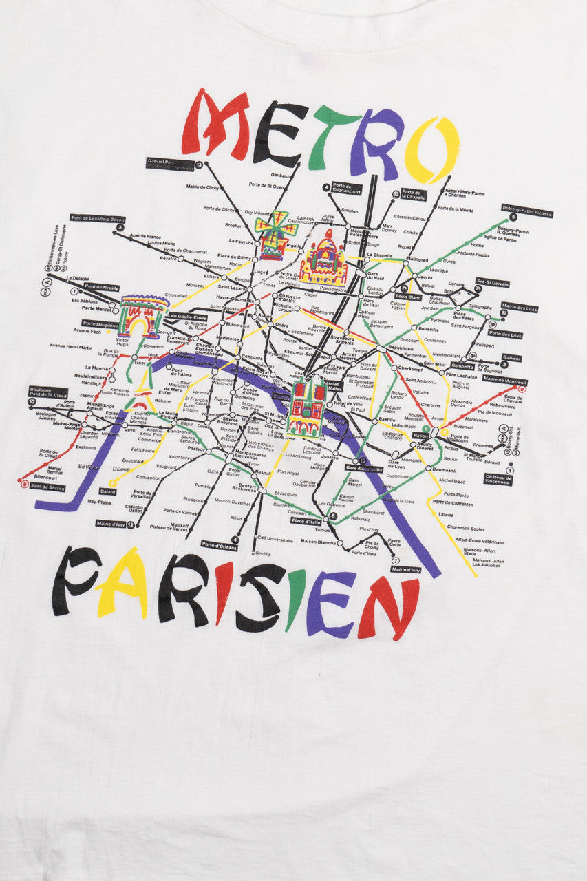 Vintage "Metro Parisien" Paris Metro Map T-Shirt