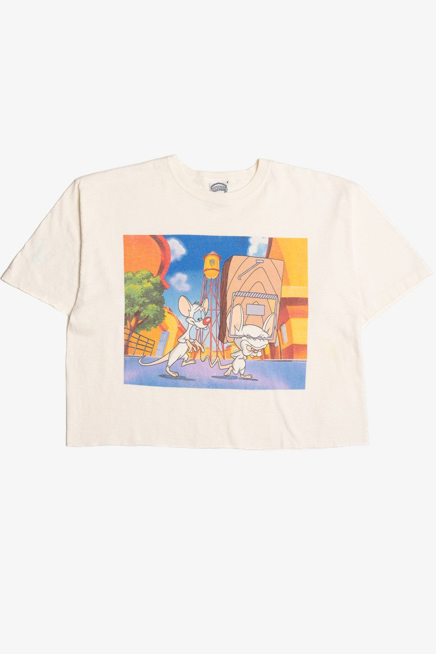 Vintage Animaniacs Pinky And The Brain Raw Hem Crop T-Shirt