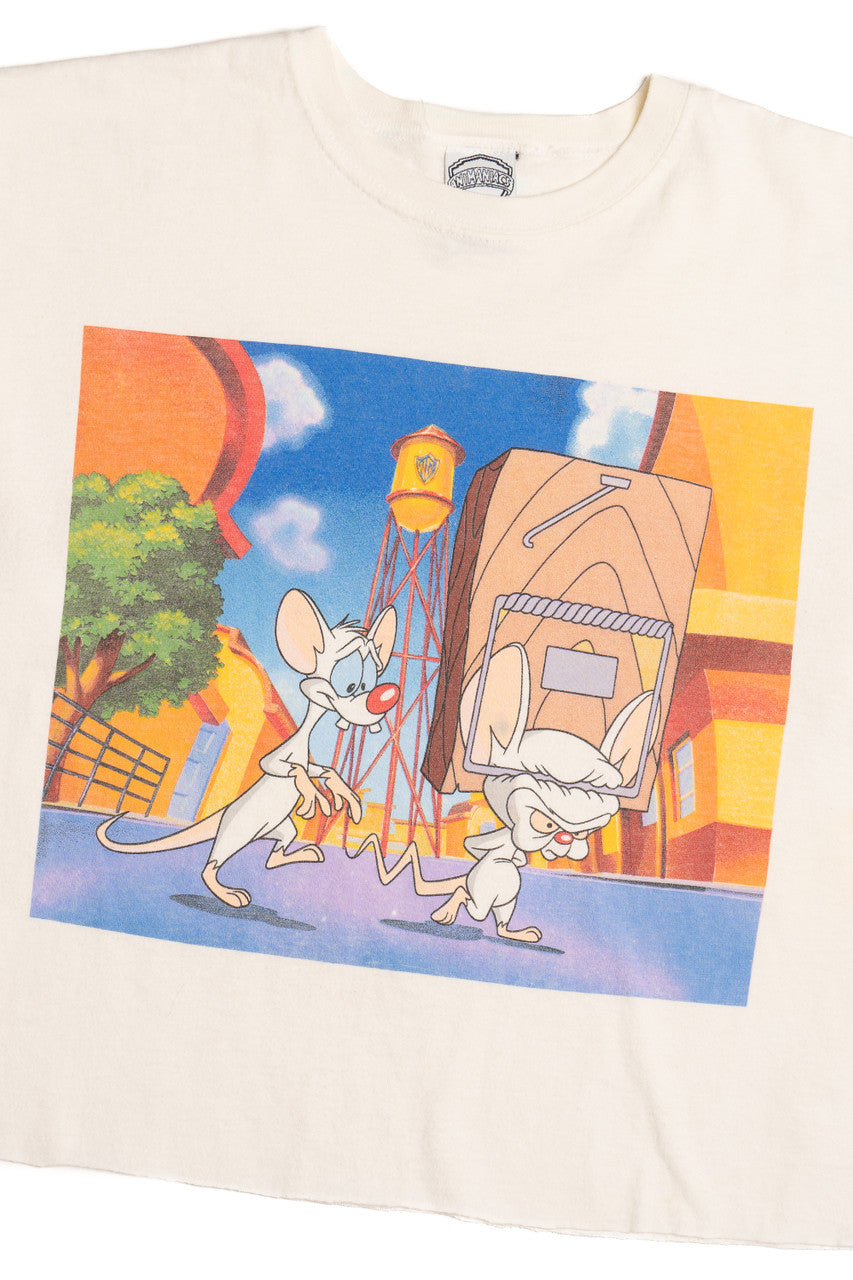 Vintage Animaniacs Pinky And The Brain Raw Hem Crop T-Shirt