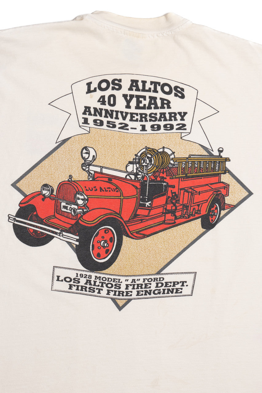 Vintage 1992 Los Altos Fire Department 40 Year Anniversary T-Shirt