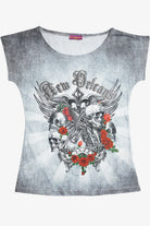 New Orleans Rhinestone Skull T-Shirt