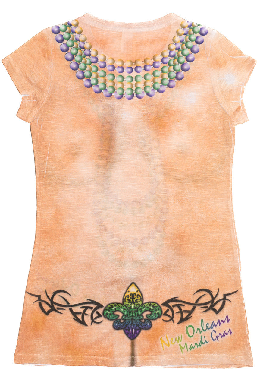 "New Orleans Mardi Gras" Beads Nude T-Shirt