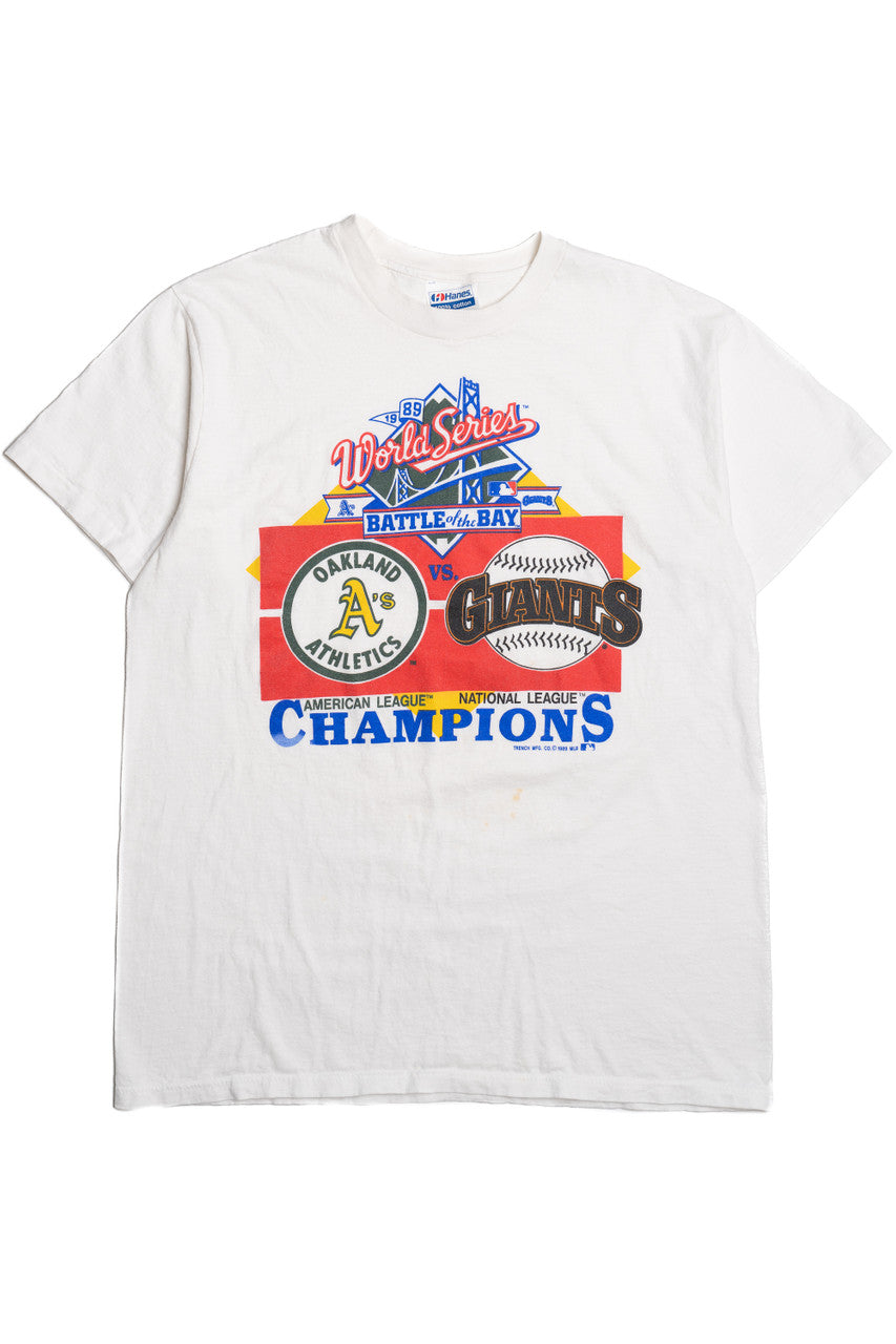 Vintage 1989 "Battle Of The Bay" Oakland A's Vs. Giants World Series T-Shirt