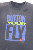 Vintage Distressed Levi's 501 "Button Your Fly" Paint Splatter T-Shirt