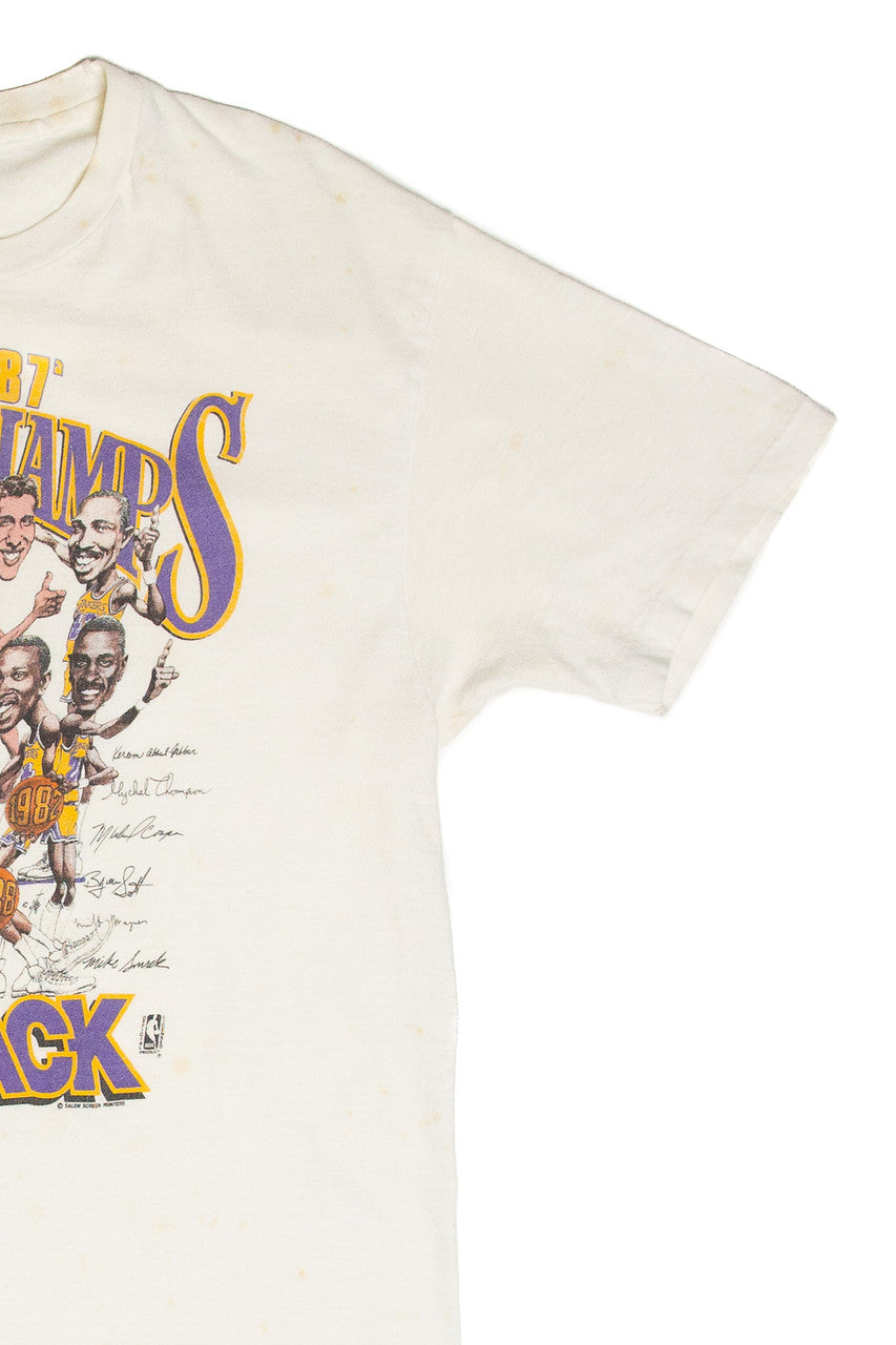 Vintage Los Angeles Lakers Back To Back Champions Caricatures T-Shirt (1988)