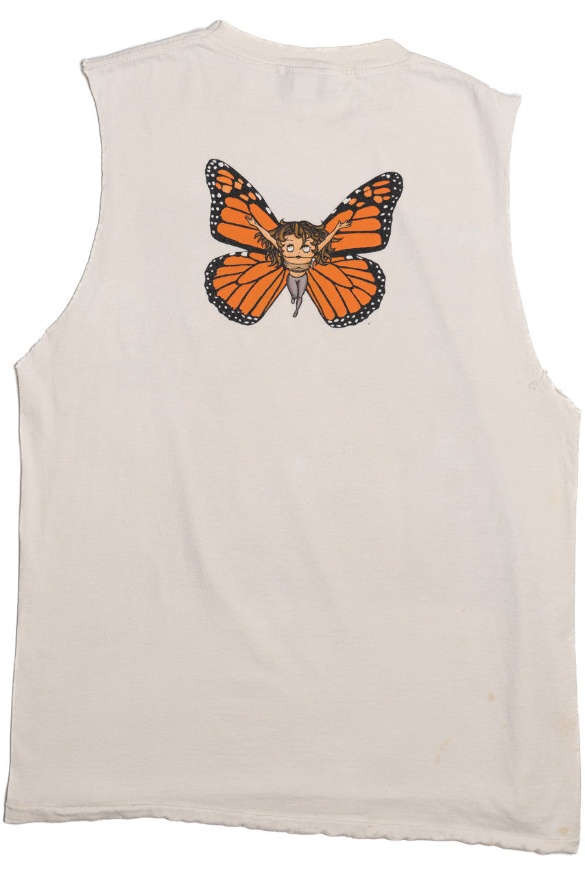 Vintage 1997 Betty Boop Monarch Butterfly Cut Off Sleeve T-Shirt