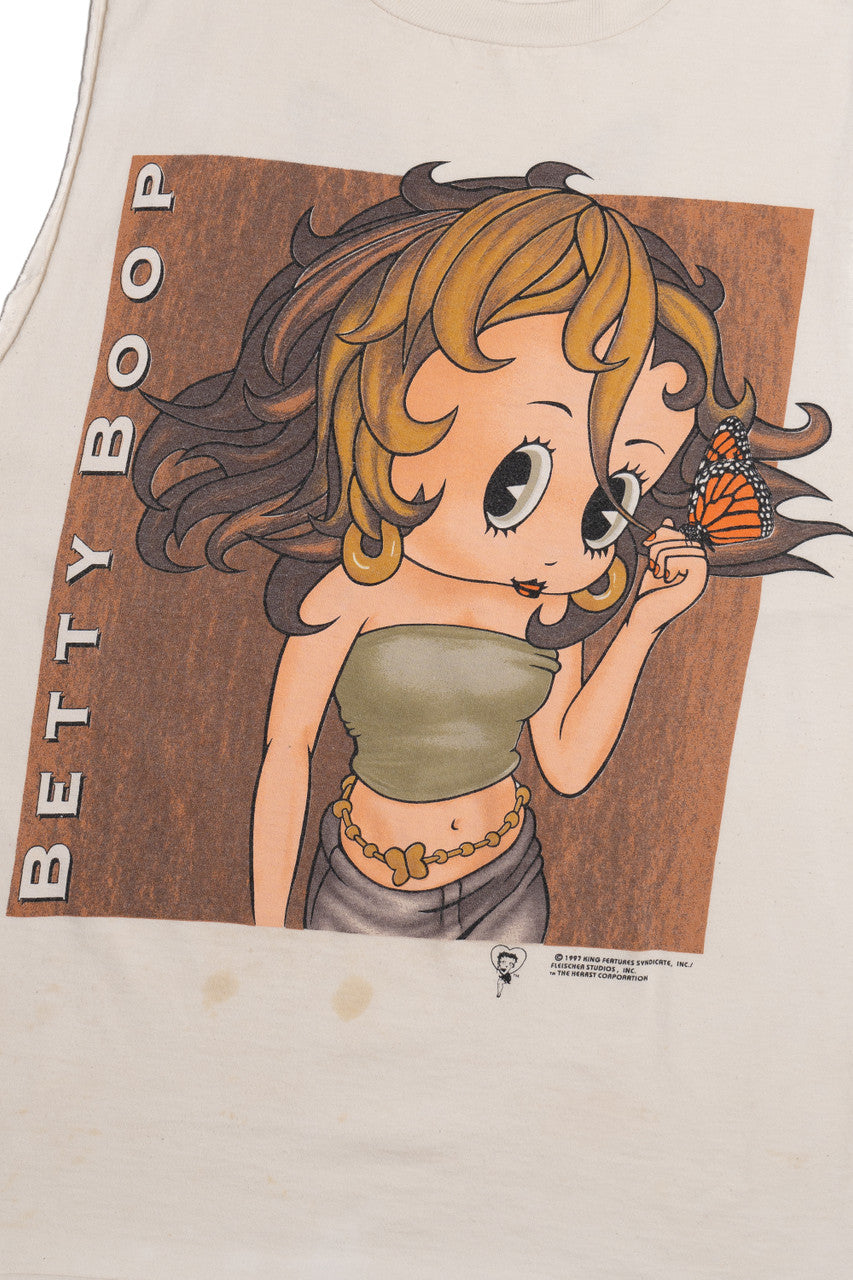 Vintage 1997 Betty Boop Monarch Butterfly Cut Off Sleeve T-Shirt