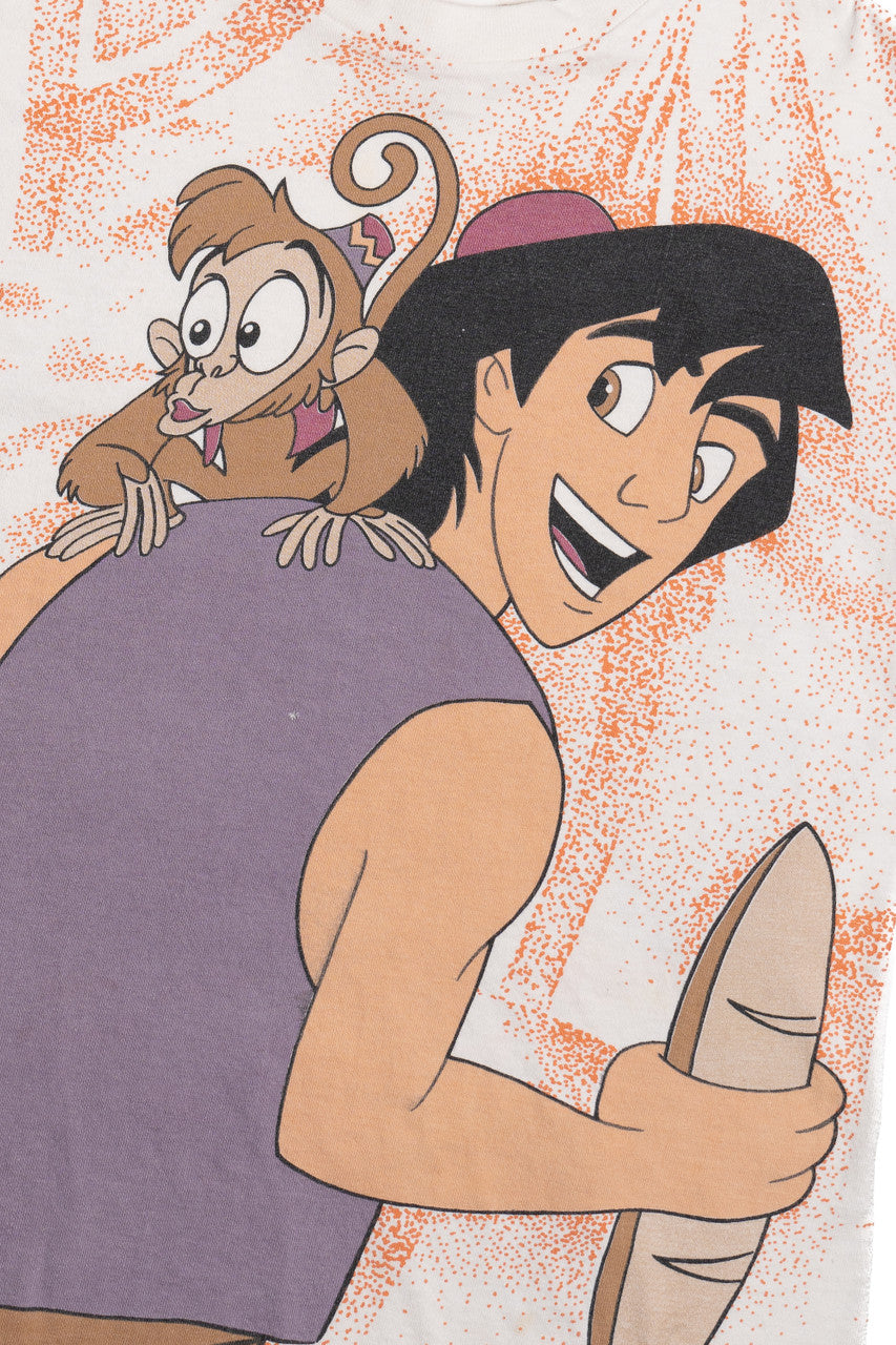 Vintage Aladdin & Abu All Over Print The Disney Store T-Shirt
