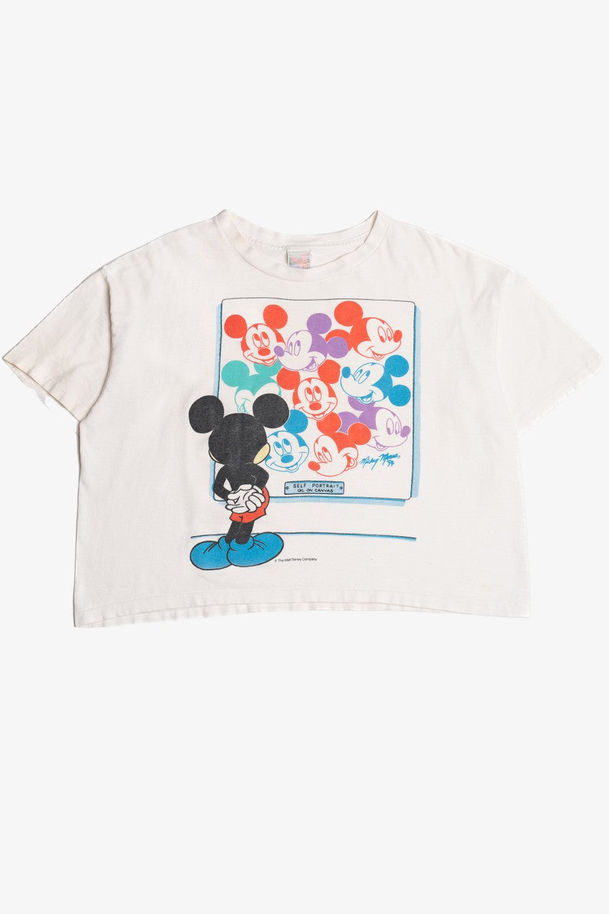 Vintage "Self Portrait Oil On Canvas" Mickey Mouse Crop Top T-Shirt