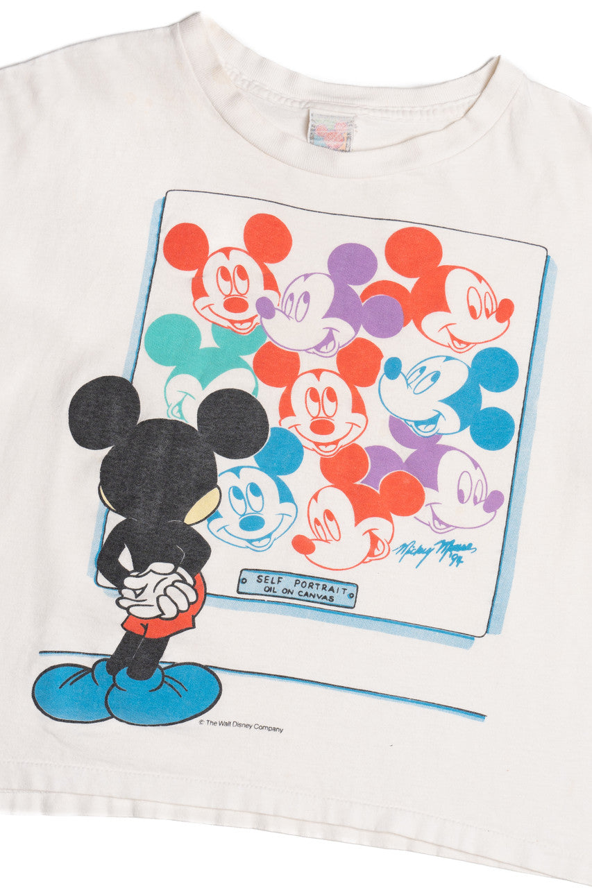 Vintage "Self Portrait Oil On Canvas" Mickey Mouse Crop Top T-Shirt