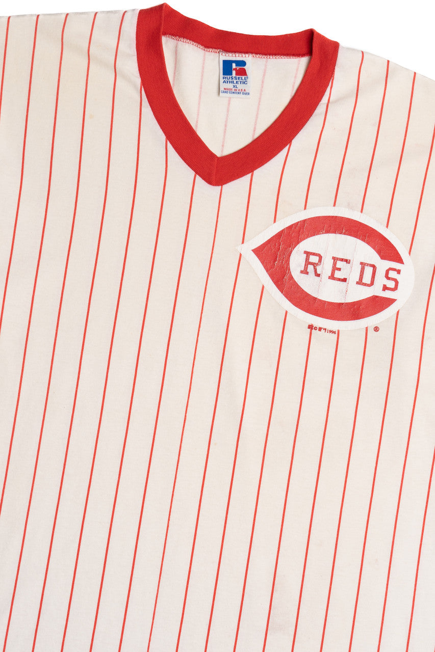 Vintage 1996 Cincinnati Reds Russell Athletic Stripe T-Shirt