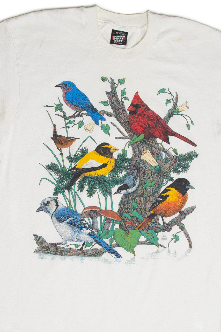 Vintage Birds Graphic T-Shirt (1991)