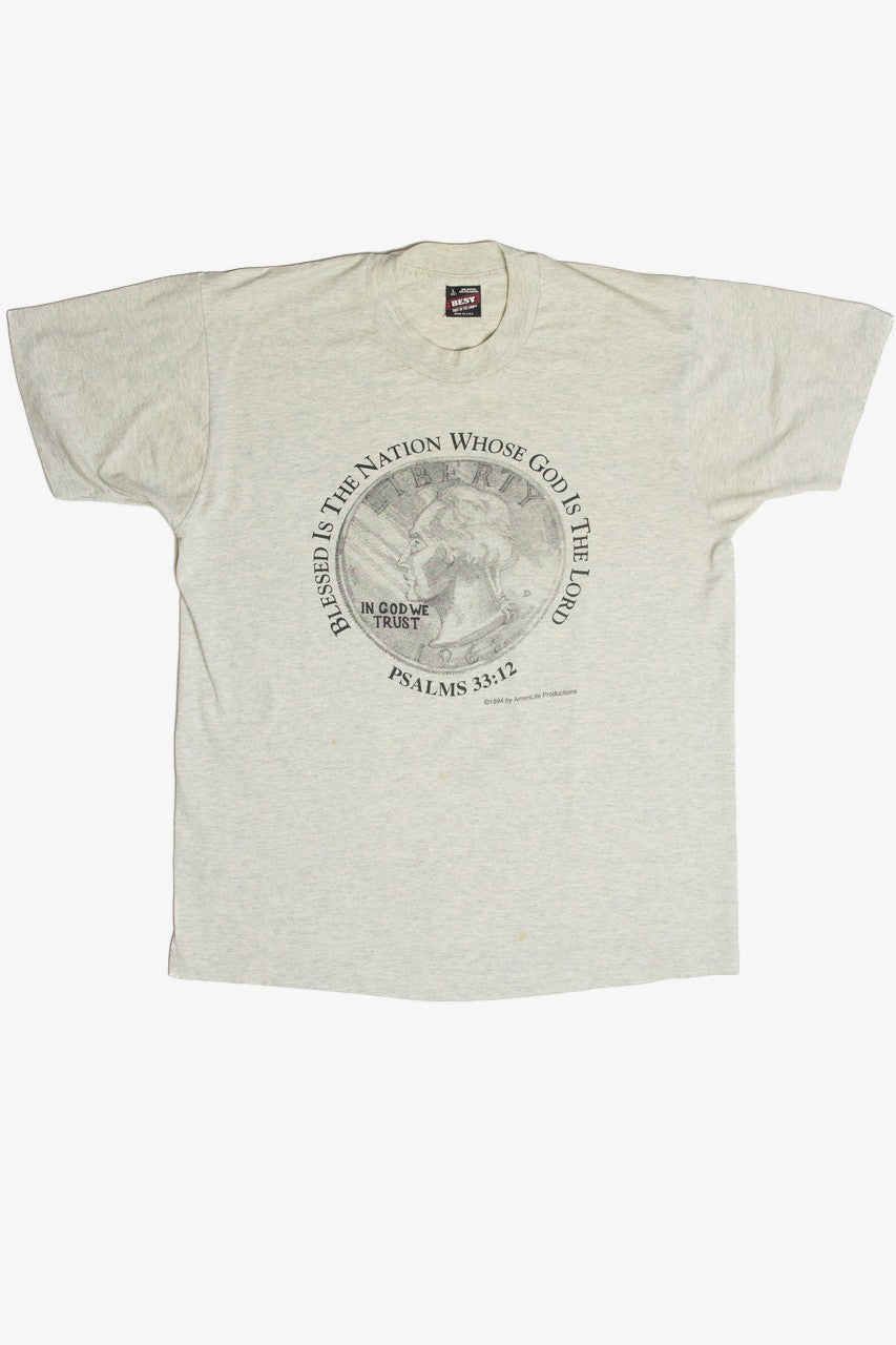 Vintage Psalms 33:12 Quarter T-Shirt 10991