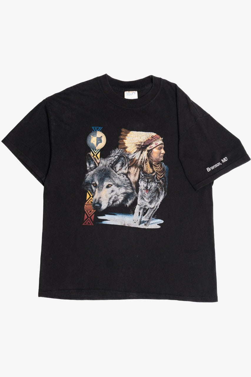 Vintage Wolves & Native Print "Branson, MO" T-Shirt