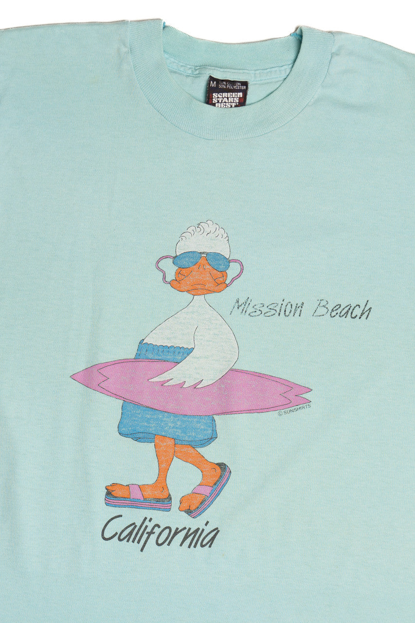 Vintage "Mission Beach California" Surfing Duck T-Shirt