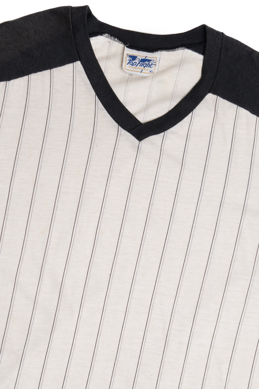 Vintage Sporty Striped V-Neck Raglan T-Shirt