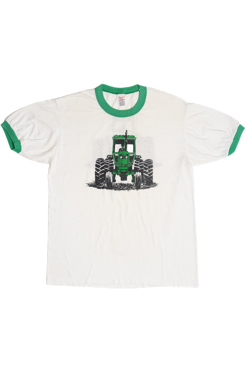 Vintage Tractor Front/Back Print Ringer T-Shirt