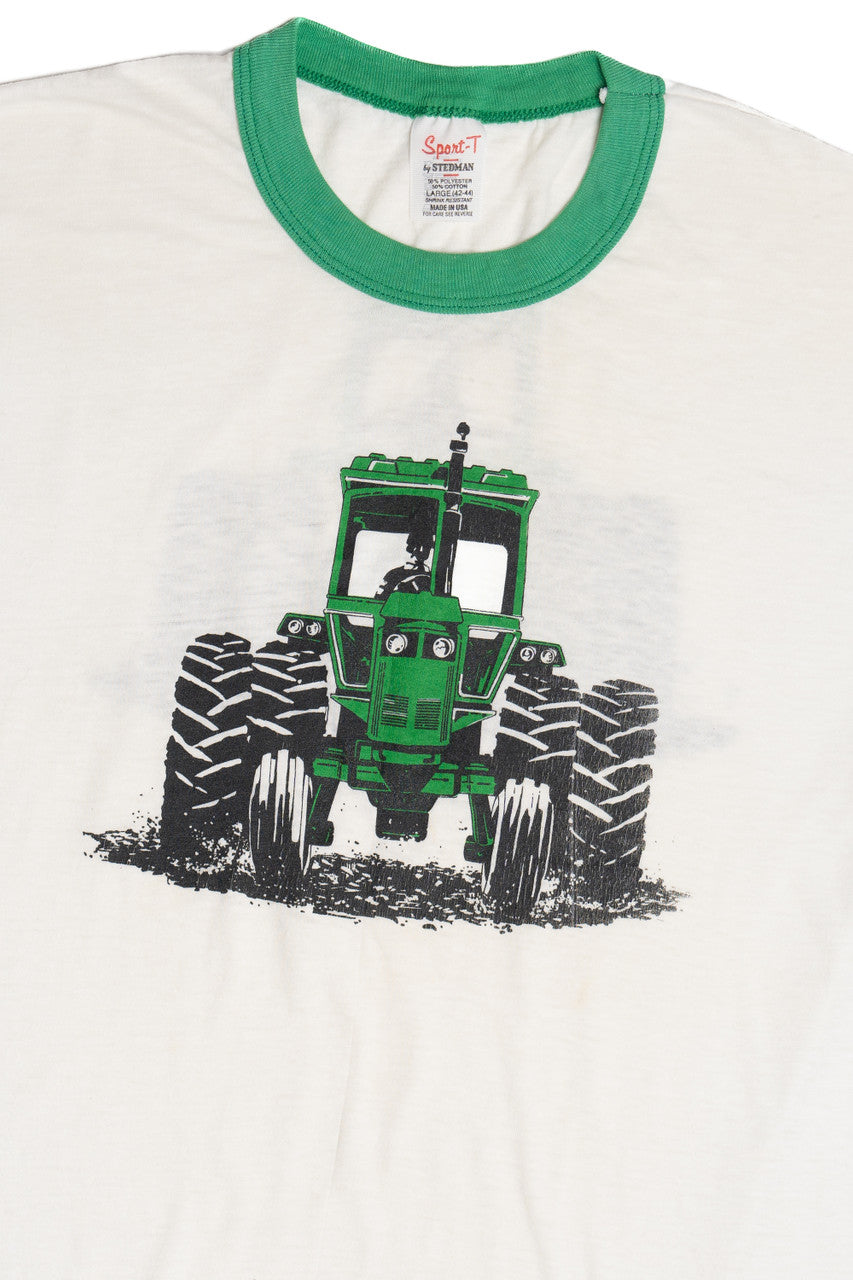 Vintage Tractor Front/Back Print Ringer T-Shirt