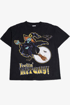 Vintage "Feelin' Witchy!" Halloween Witch On Broomstick T-Shirt
