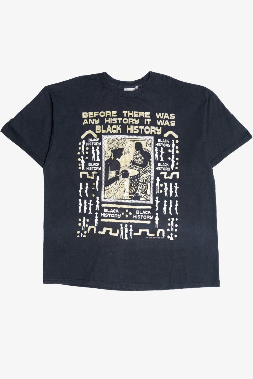 Vintage Distressed "Black History" Slogan Front/Back Print T-Shirt