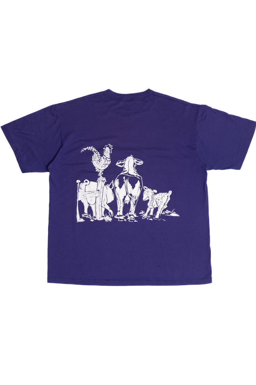 Vintage Farm Animals Front/Back Print T-Shirt