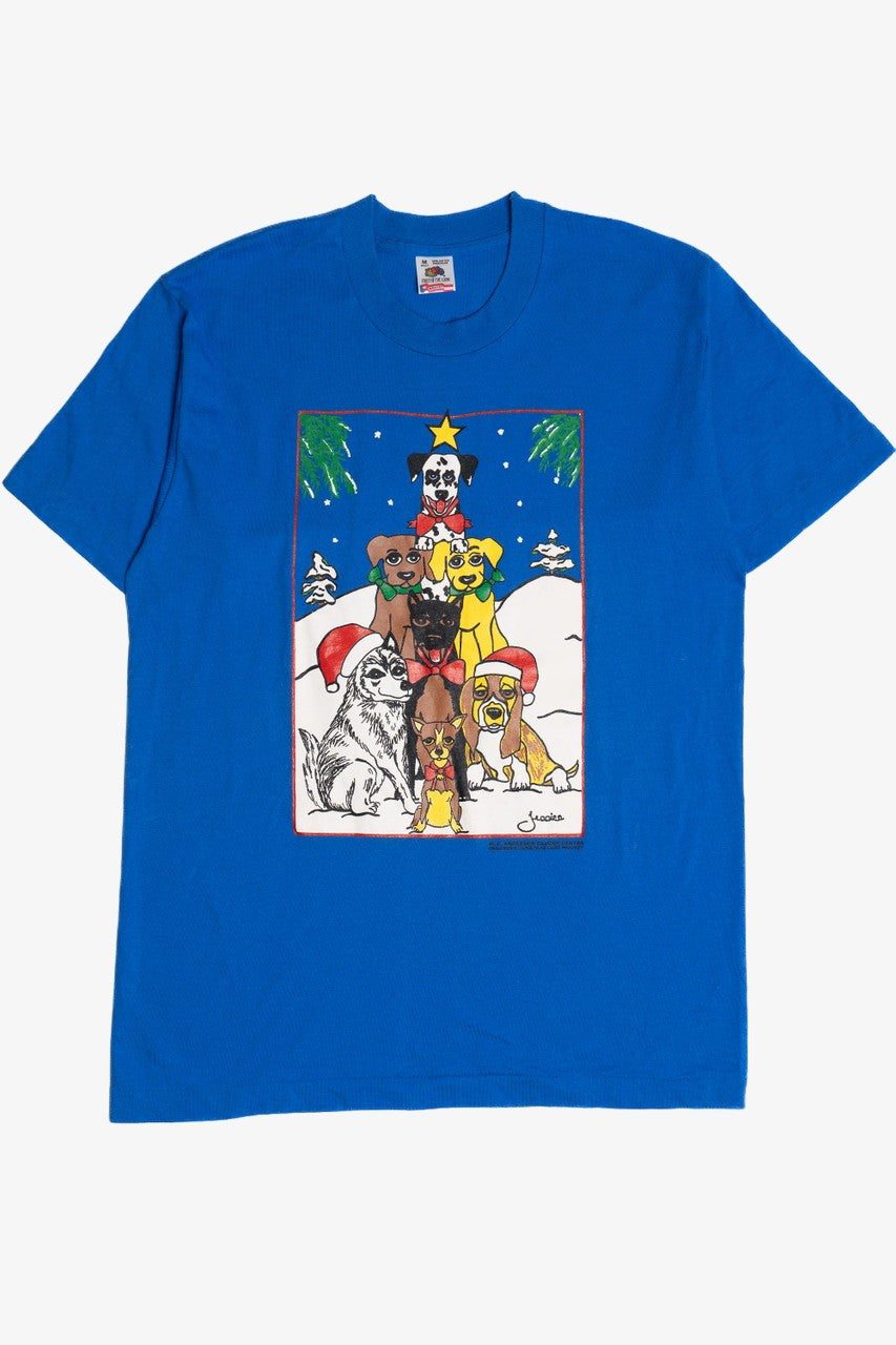 Vintage Dogs In Christmas Tree Formation T-Shirt
