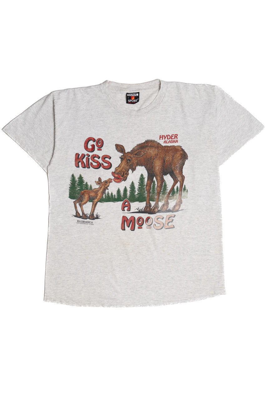 Vintage "Go Kiss A Moose" Hyder Alaska T-Shirt