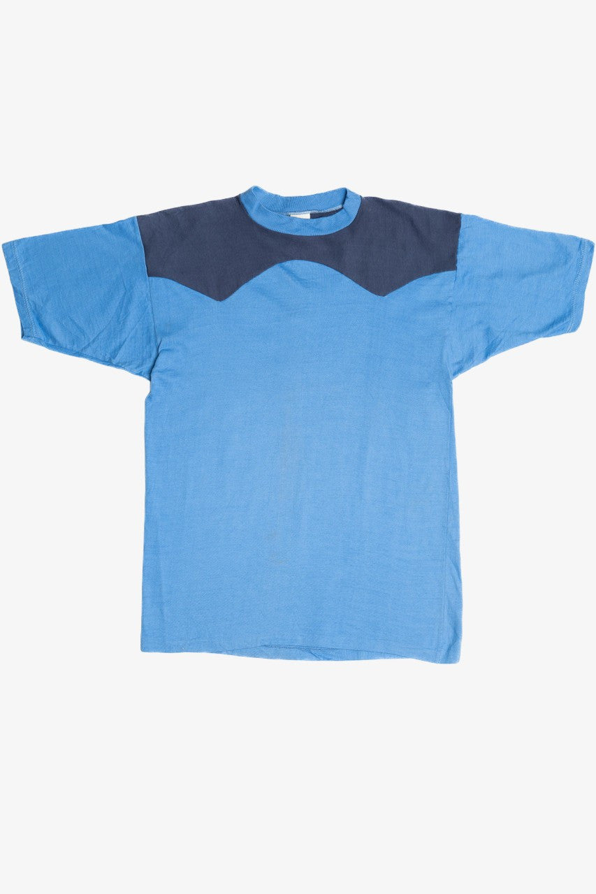 Vintage Blue & Navy Color Block Blank Russell Athletic T-Shirt
