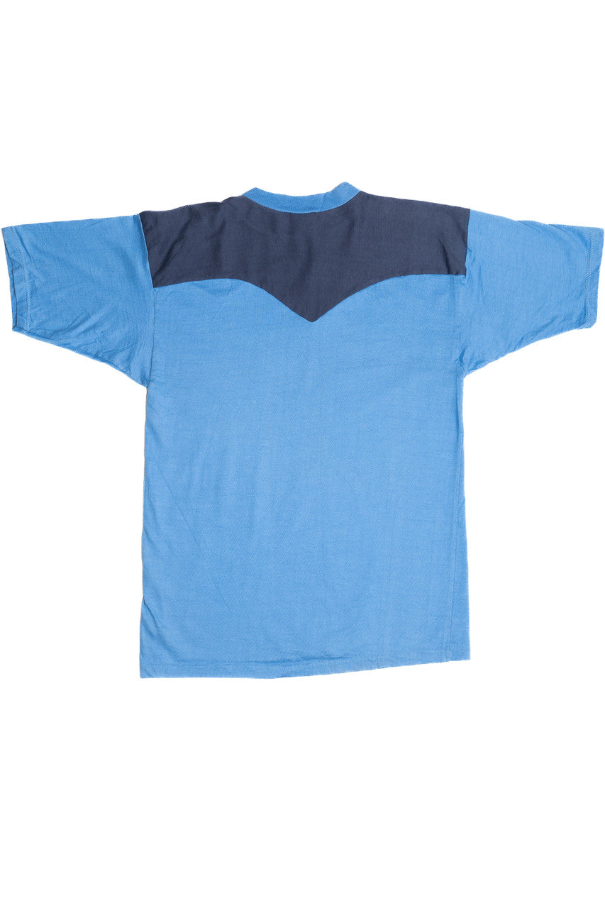 Vintage Blue & Navy Color Block Blank Russell Athletic T-Shirt