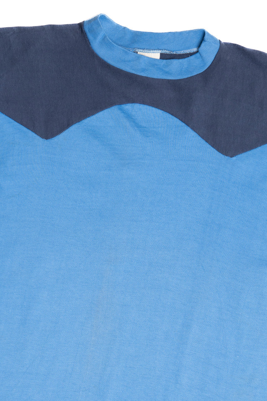 Vintage Blue & Navy Color Block Blank Russell Athletic T-Shirt