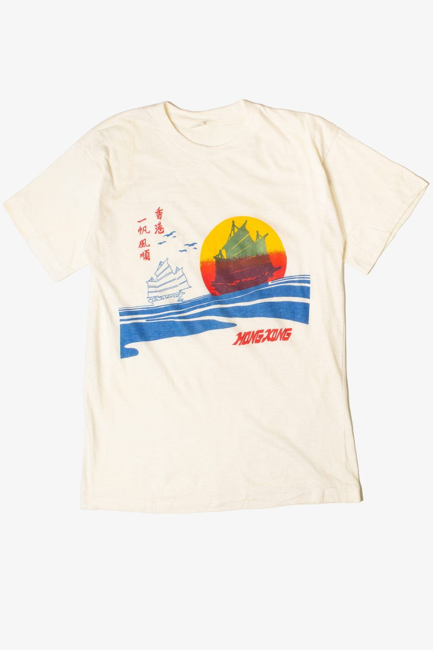 Vintage Hong Kong Ship Print Lightweight T-Shirt
