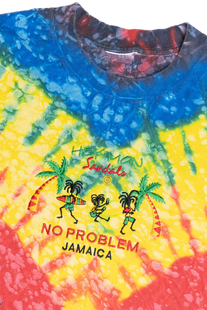 Vintage "No Problem" Sandals Jamaica Embroidered Tie Dye T-Shirt